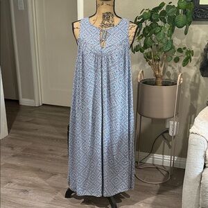 GAP Light Blue Printed Sleeveless Maxi Dress